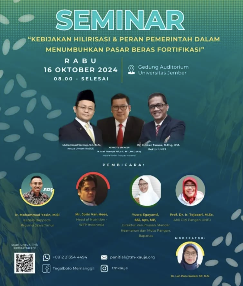 Seminar: “Kebijakan Hilirisasi & Peran Pemerintah dalam Menumbuhkan Pasar Beras Fortifikasi”